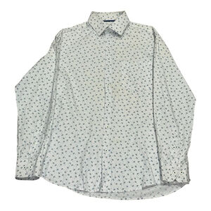 Infinity Shirt Mens Medium White Blue Palm Print Long Sleeve Button Up Casual